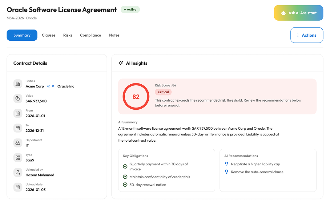 AI contract summary and insights
